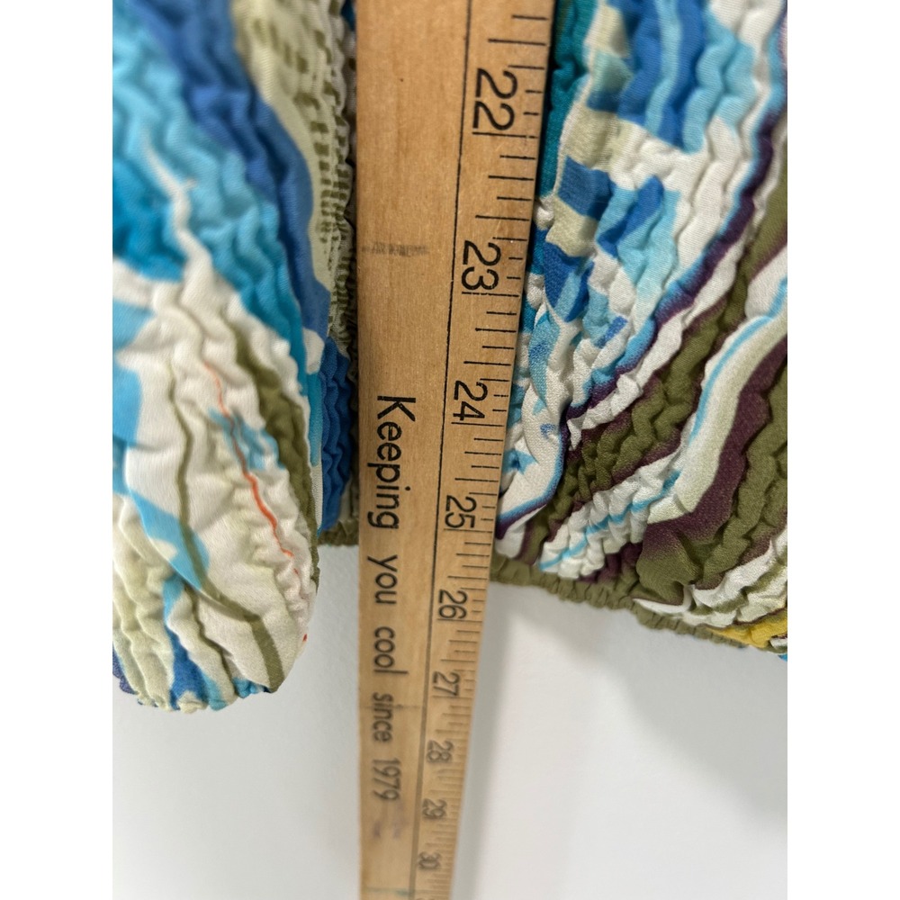 Reversible Abstract Print Crinkle Blazer Olive Green Textured Jacket Multi-Color - Picture 5 of 9